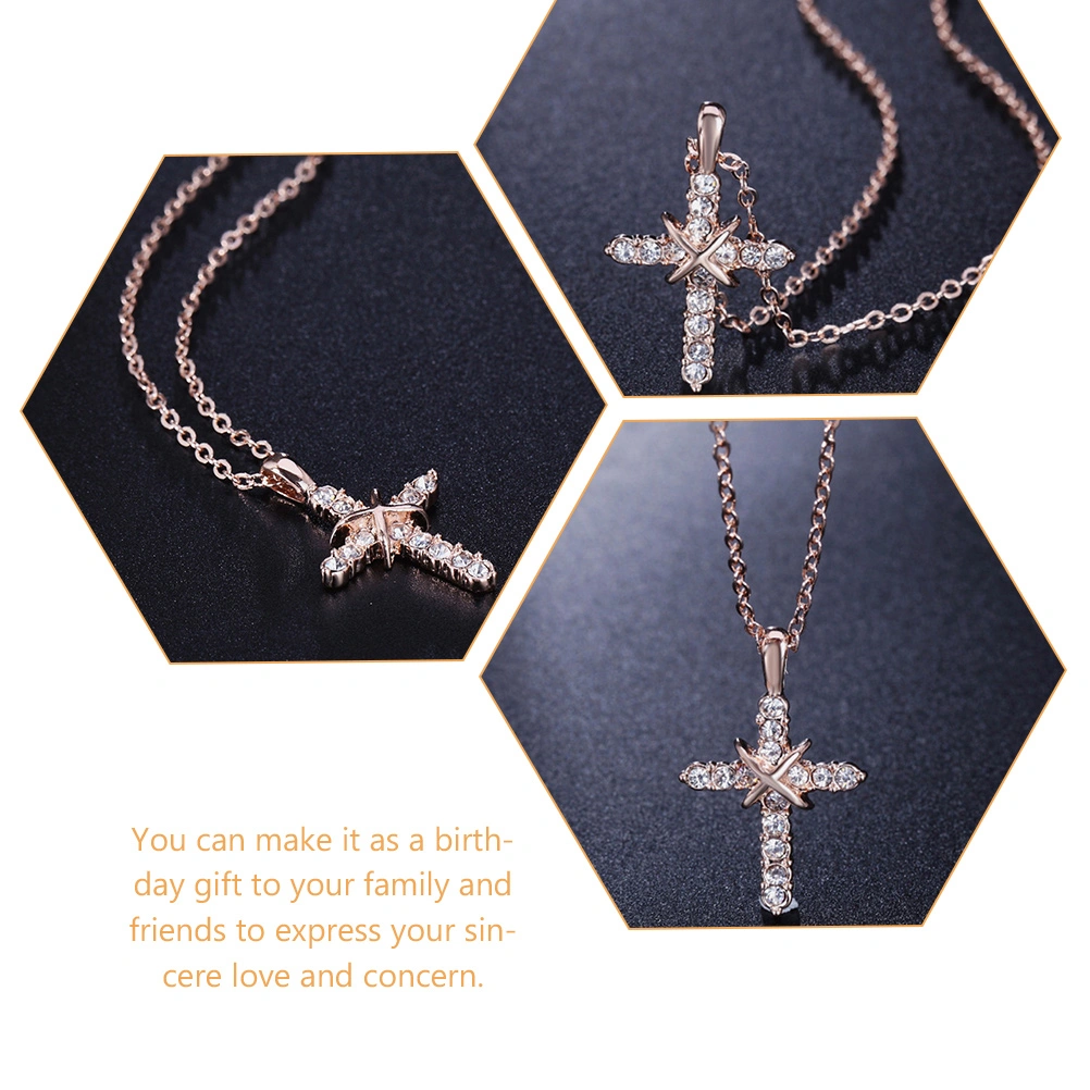 Fashion Cross Pendant Necklace Women Neck Chain Neck Jewelry Anniversary Gift