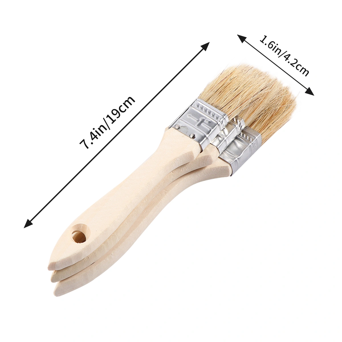9 Pcs Bristle Brush Wooden Handle Oil Painting Bristle Brush Practical Bristle Brush for BBQ (1 Inch/1.5 Inch/2 Inch, Each Size 3pcs)