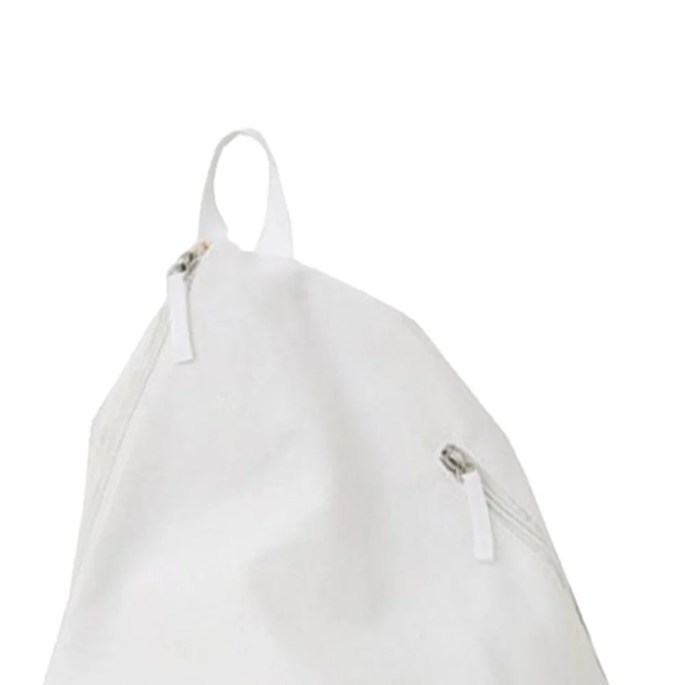 Stylish Backpack Irregular Large Capacity Solid Color Canvas Casual Multifunctional Satchel Bag for Boys Girls White