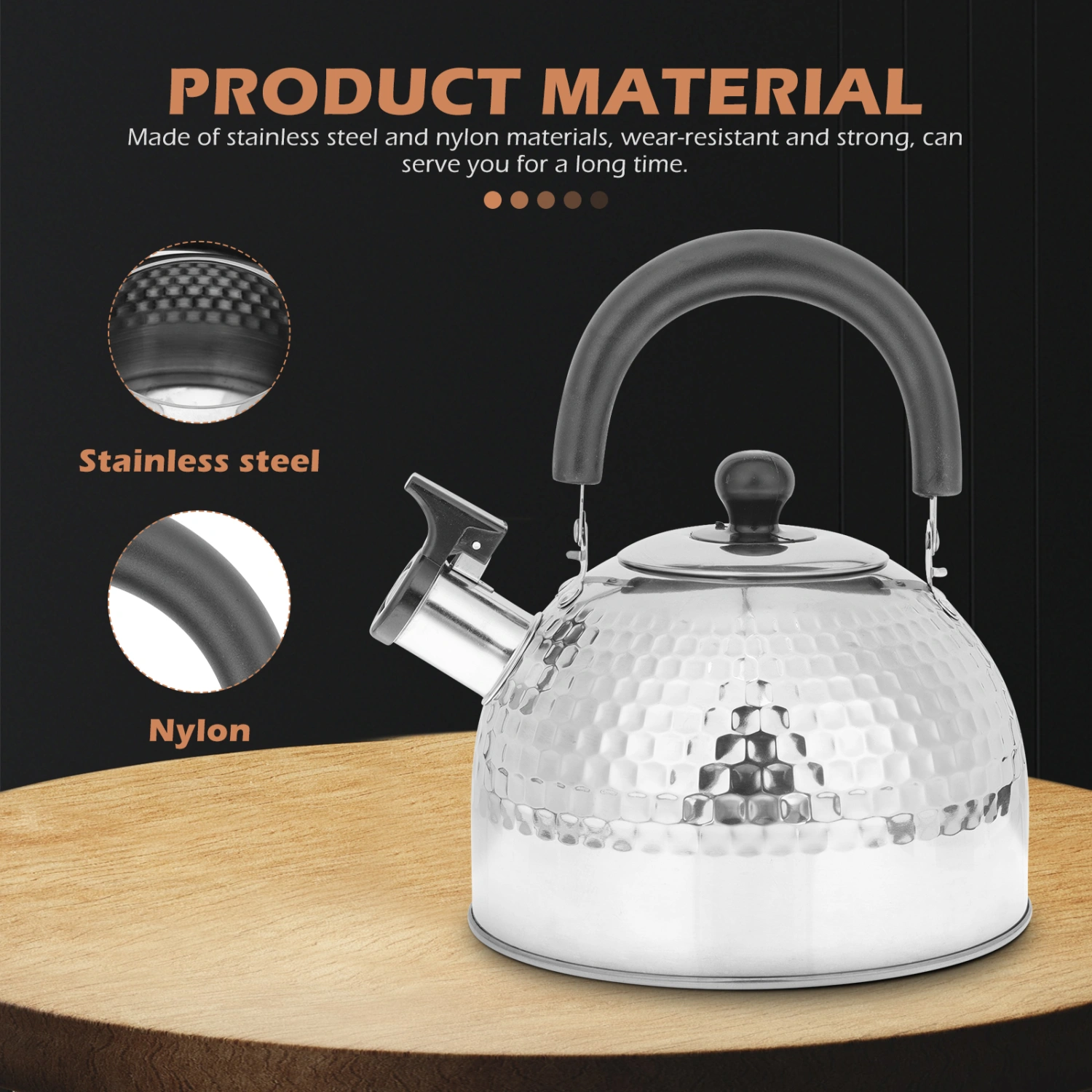 Stainless Steel Whistling Tea Kettle Practical Heating Water Kettle Teakettle