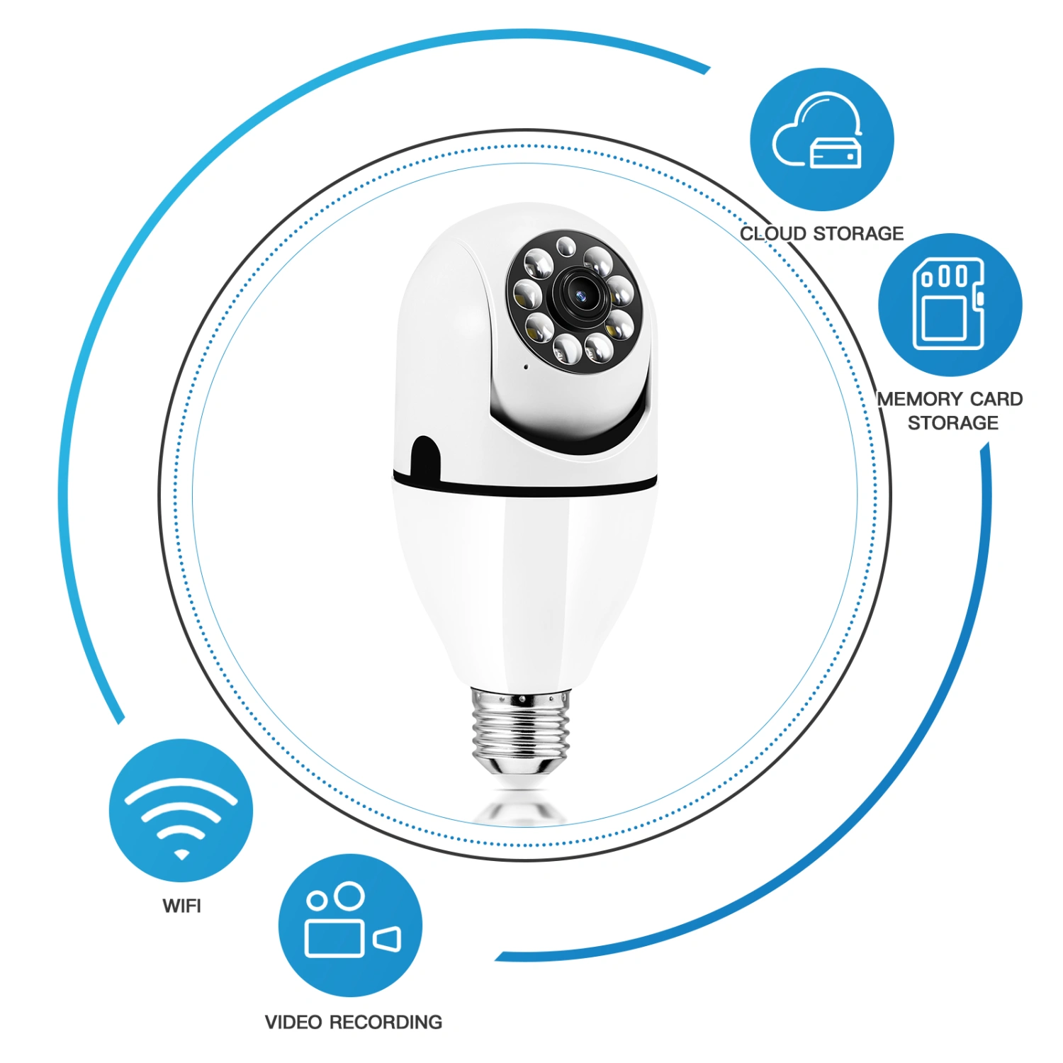 Light Bulb Surveillance Camera Home Wireless Monitoring Camera 1080P Night Vision Motion Alarm Security Camera