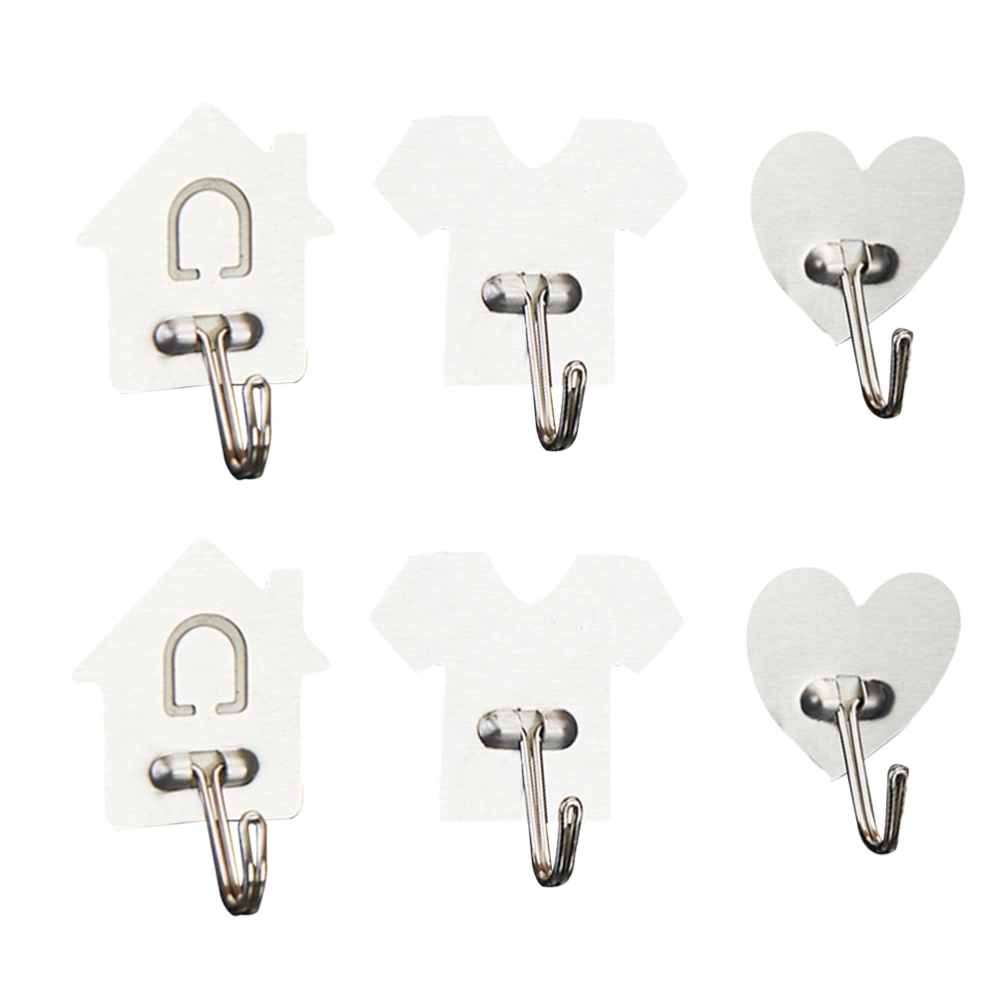 6pcs Adorable Storage Hooks Heavy Duty Wall Hook Self-adhesive Coat Hook