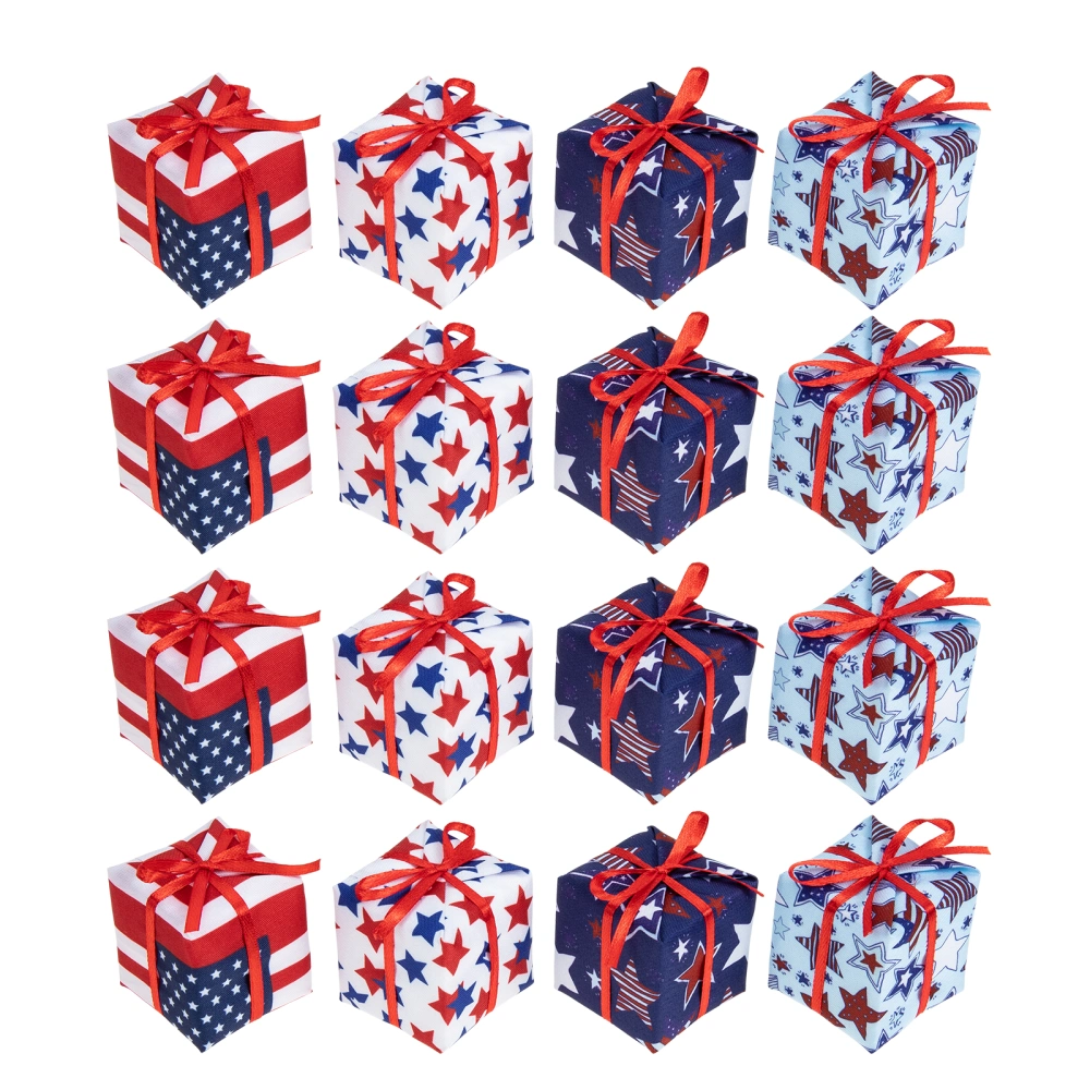 16Pcs Independence Day Gift Box Ornaments Patriotic Party Hanging Ornaments