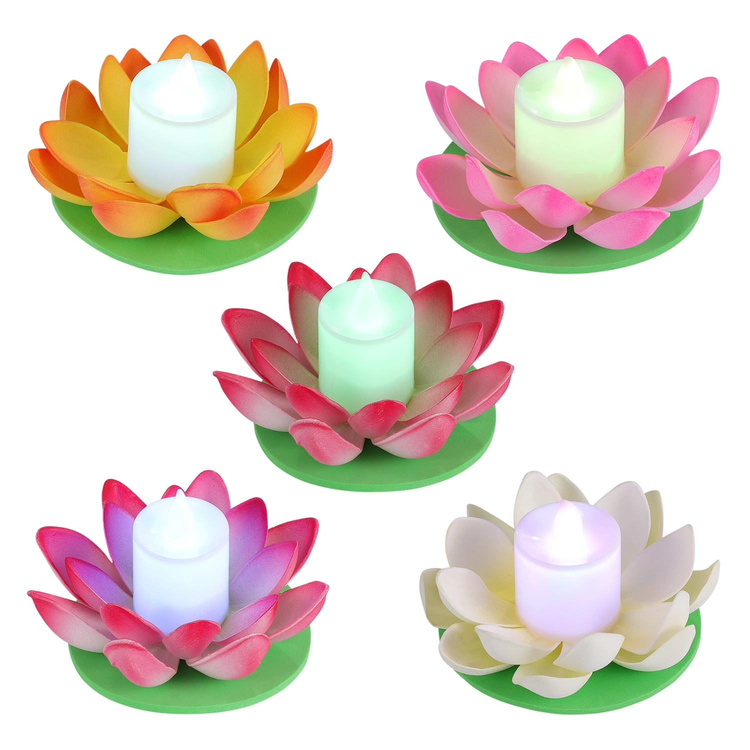 ledmomo 5pcs LED Floating Lotus Colored Light Battery Operated Water Lily Candle Light for Pond Pool Garden Wedding Decor