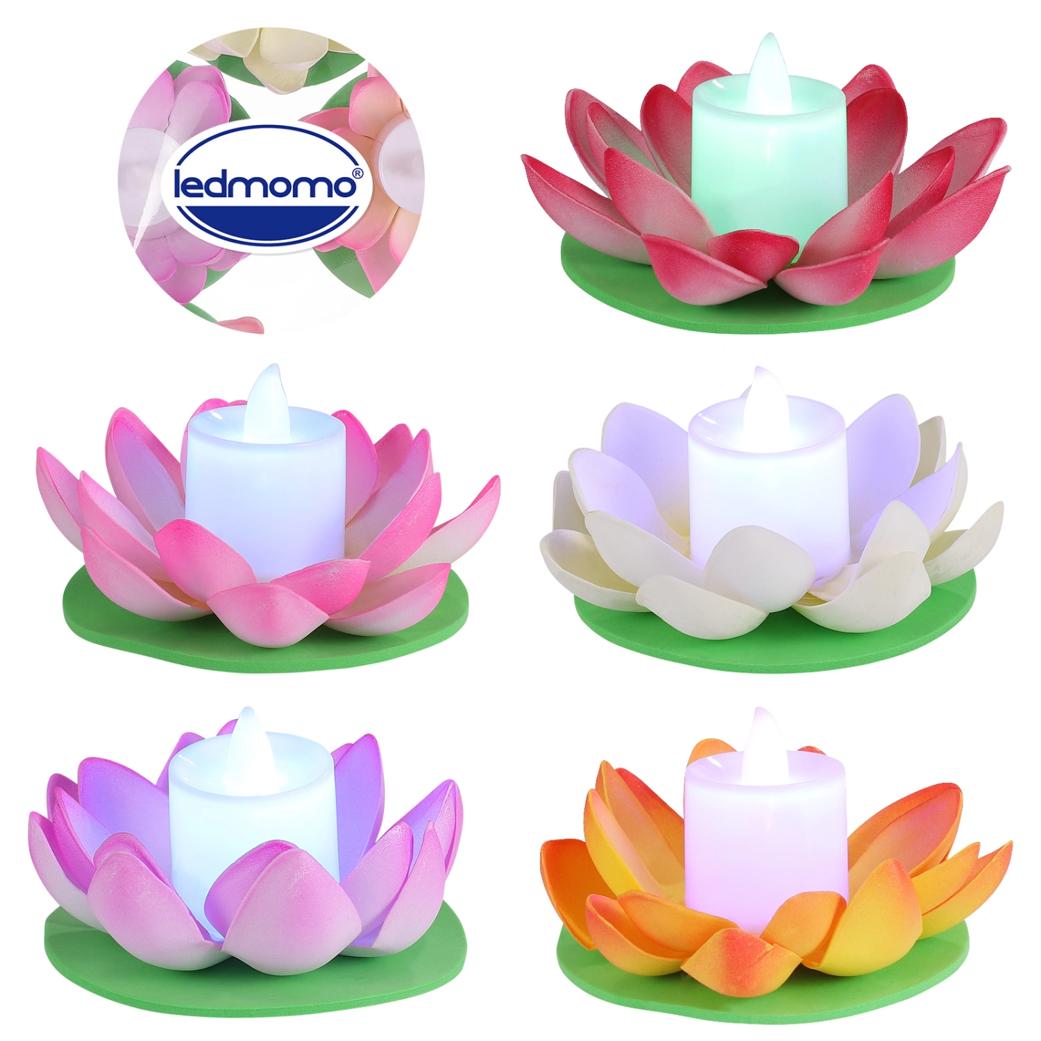 ledmomo 5pcs LED Floating Lotus Colored Light Battery Operated Water Lily Candle Light for Pond Pool Garden Wedding Decor