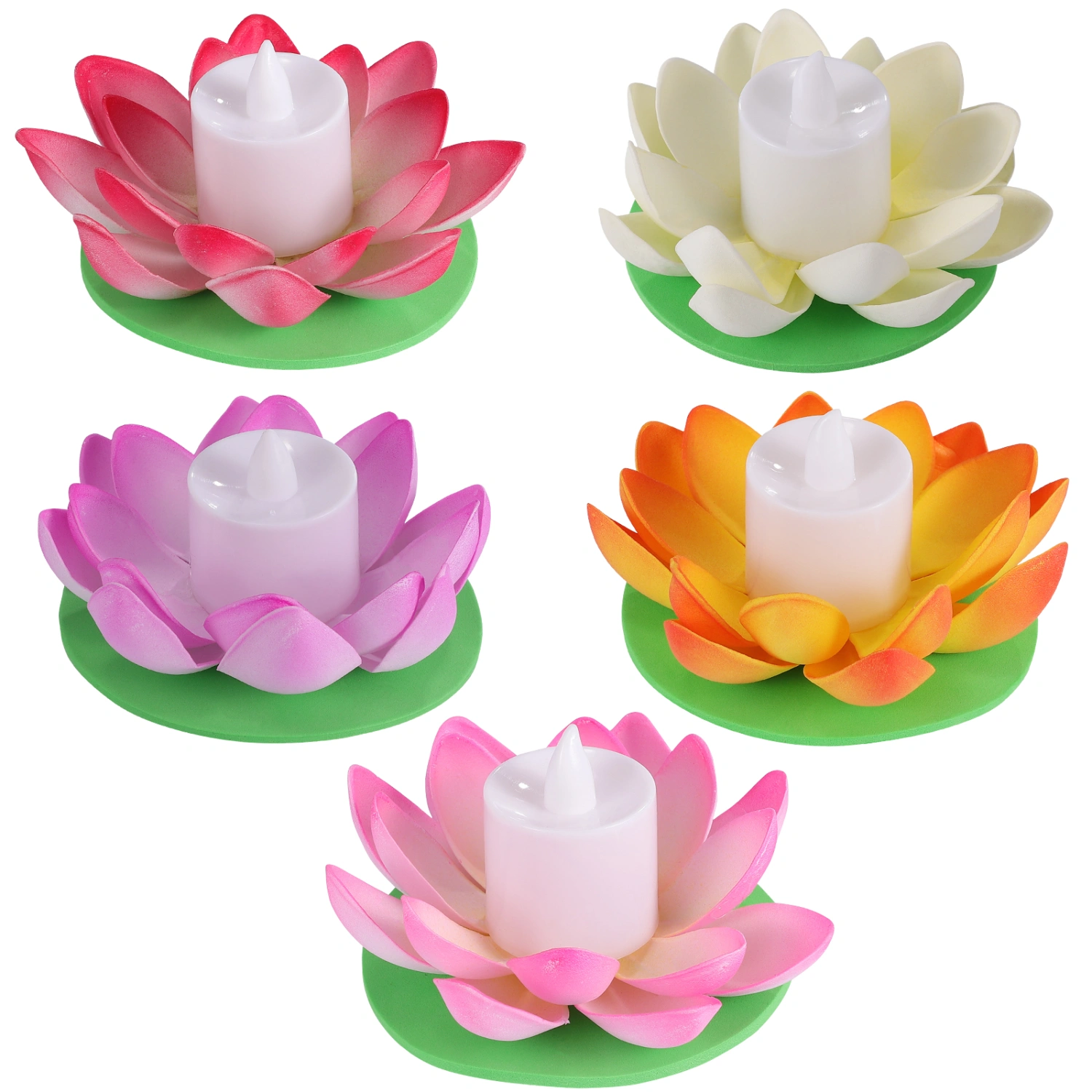 ledmomo 5pcs LED Floating Lotus Colored Light Battery Operated Water Lily Candle Light for Pond Pool Garden Wedding Decor