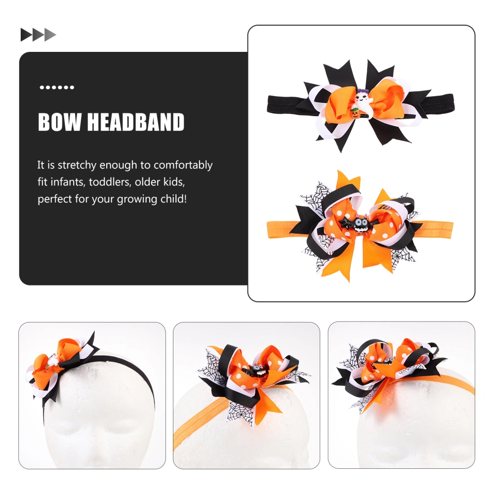 4Pcs Halloween Bow Headbands Lovely Elastic Hairbands Hair Accessories for Baby Toddler