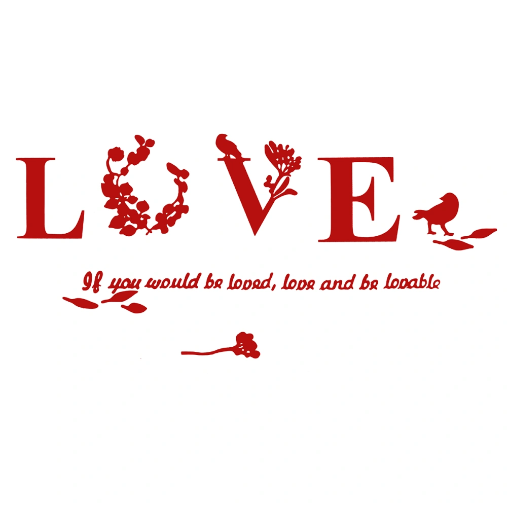 Removable Love Leaf Proverb 3D Wall Stickers Modern Acrylic Stickers Mural Home Decor (Red)