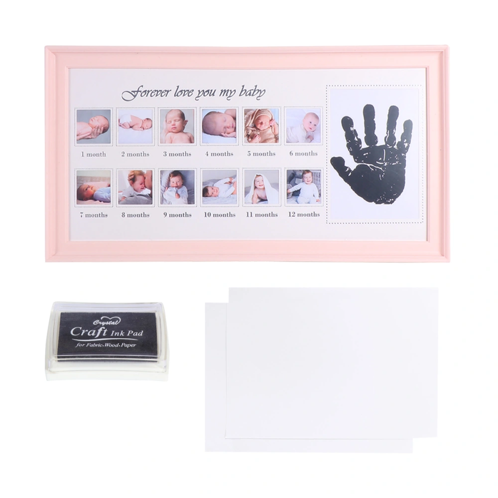 1PC Growth Record Photo Frame Fingerprint Dispaly Holder Creative Pictures Frame for Baby Infant Pink