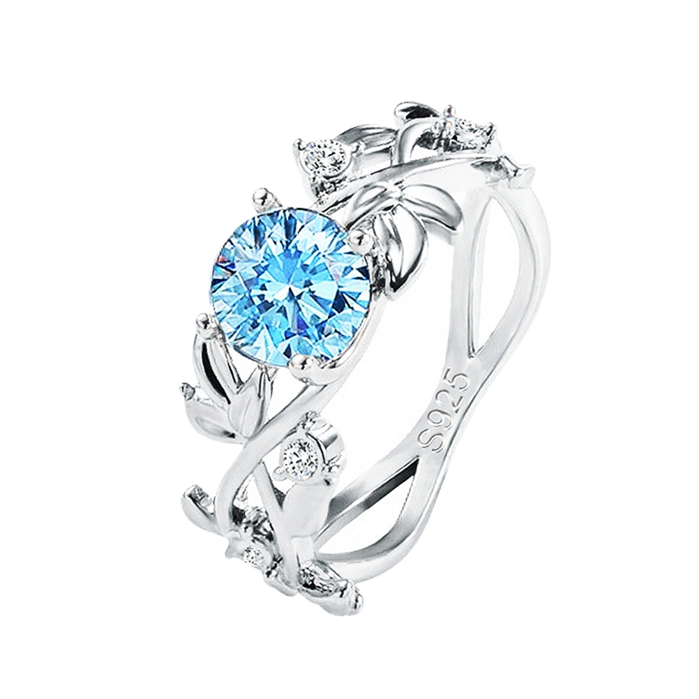 Creative Rings Delicate Leaves Raings Fashion Zircon Ring Beautiful Finger Rings for Woman (Size 9)