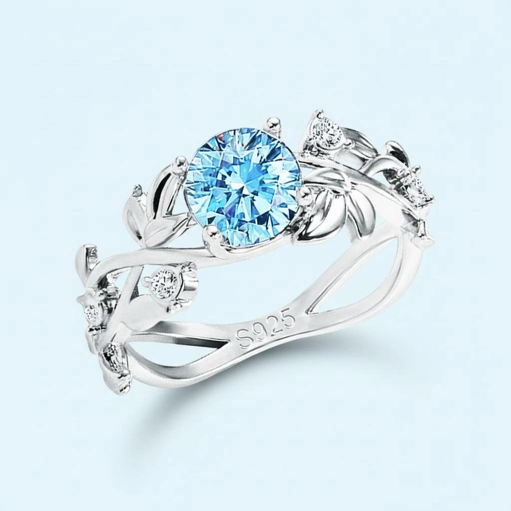 Creative Rings Delicate Leaves Raings Fashion Zircon Ring Beautiful Finger Rings for Woman (Size 9)