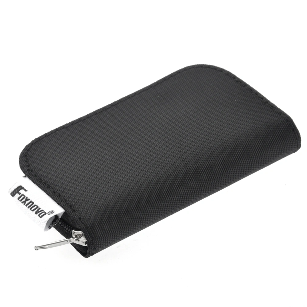 Foxnovo 22-Slots SD SDHC MMC CF Micro SD Memory Holder Pouch Case Zippered Storage Bag Protector (Black)