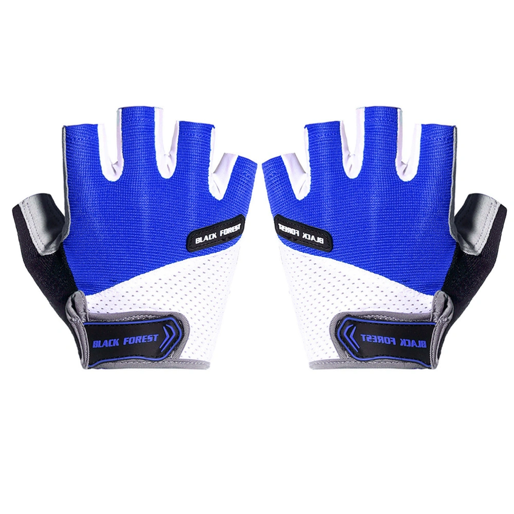 1 Pair of Bike Riding Gloves Breathable Skid Resistance Sports Gloves Half Finger Cycling Gloves Size M (Blue)