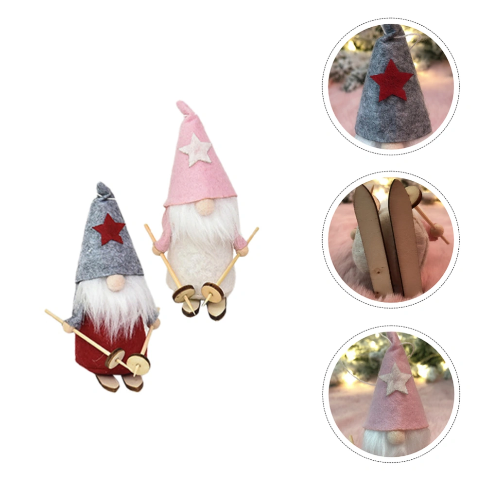 2Pcs Christmas Faceless Doll Pendants Christmas Tree Doll Hangings Desktop Dolls