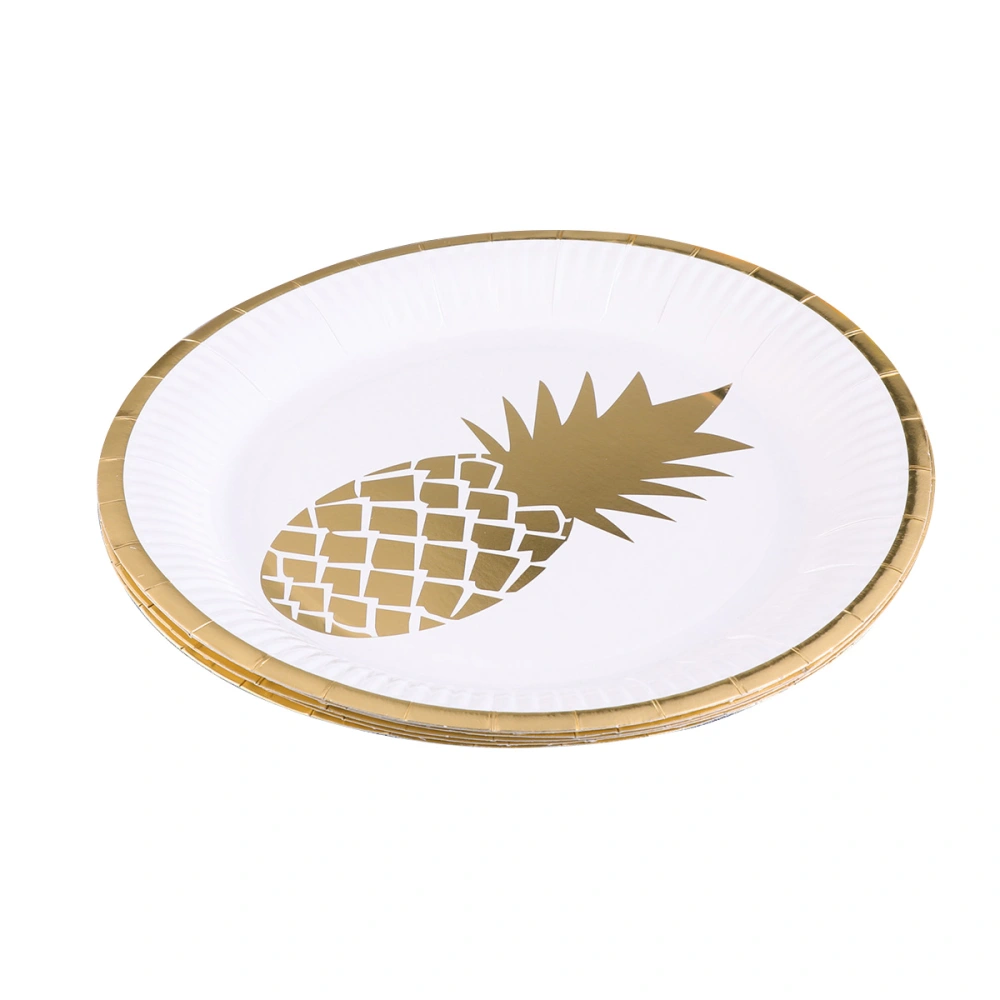 8pcs Disposable Pineapple Printed Tableware Paper Plates Paper Tableware for Wedding Birthday