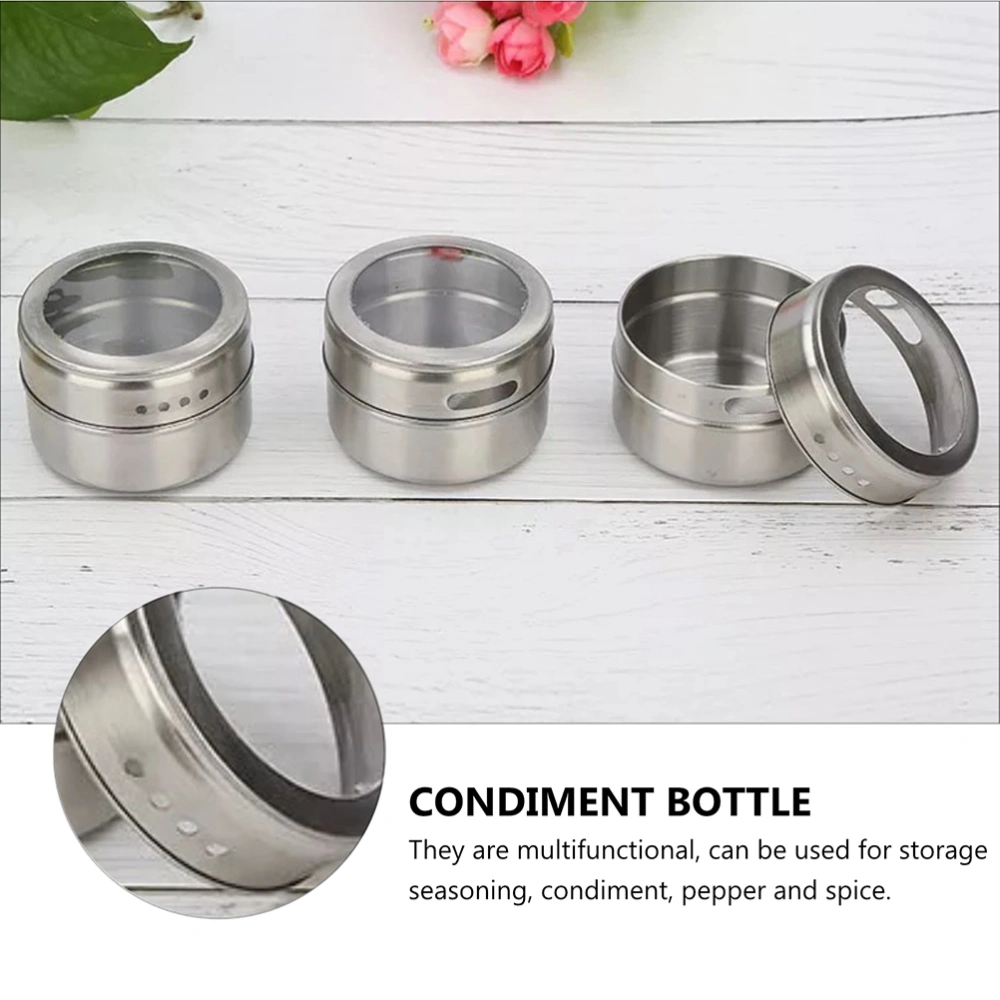 4pcs Stainless Steel Pepper Seasoning Boxes Multifunctional Condiment Bottles