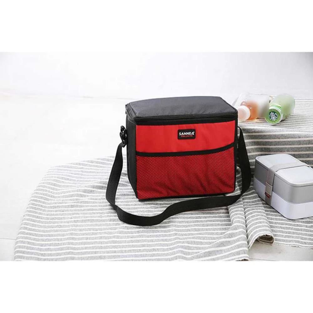 Portable Oxford Cloth Insulated Lunch Bag Picnic Carry Case Thermal Food Cooler Ice Bag Handbag for Outdoor Camping Travel(Red)