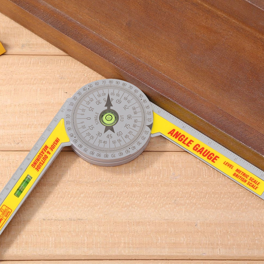 1pc Durable Angle Ruler 360 Degree Angle Ruler Woodworking Protractor (Yellow)