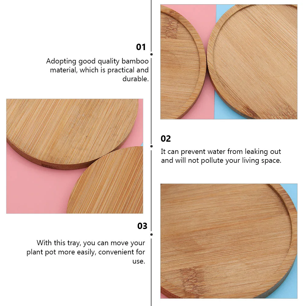 5pcs Bamboo Craft Plant Pot Trays Flowerpot Base Trays Flowerpot Accessory