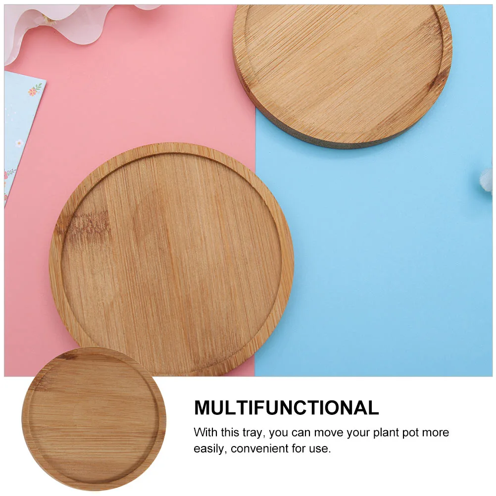 5pcs Bamboo Craft Plant Pot Trays Flowerpot Base Trays Flowerpot Accessory