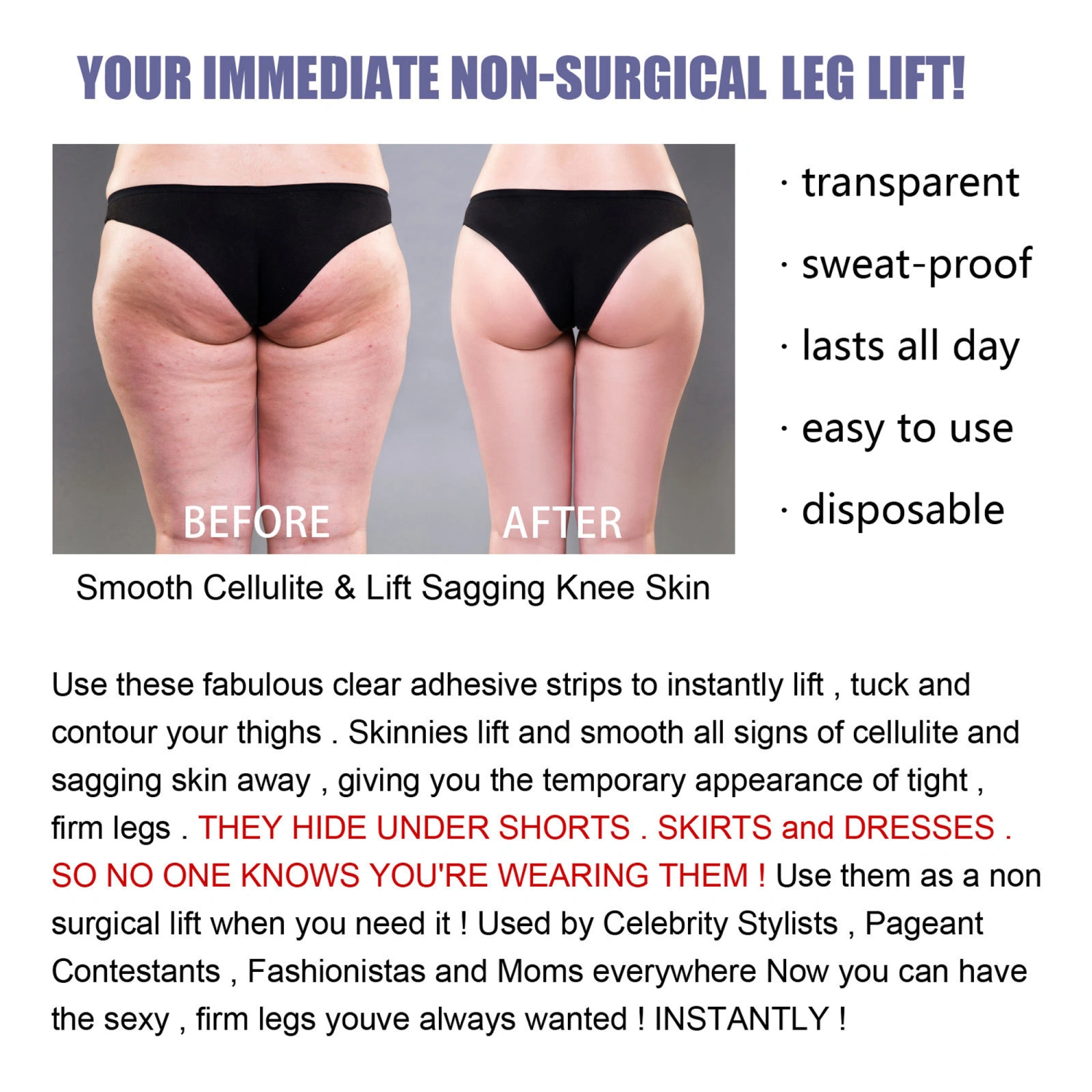Tightening Patch, Leg Lift Tape Tightening Thigh Patch Smooth and Invisible Patch for Legs