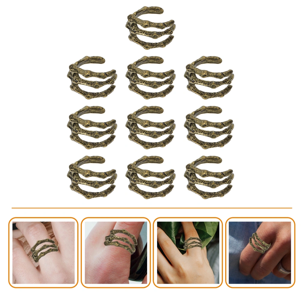 10pcs Punk Rings Retro Style Outfit Ring Decors Eagle-claw Finger Ring Decors