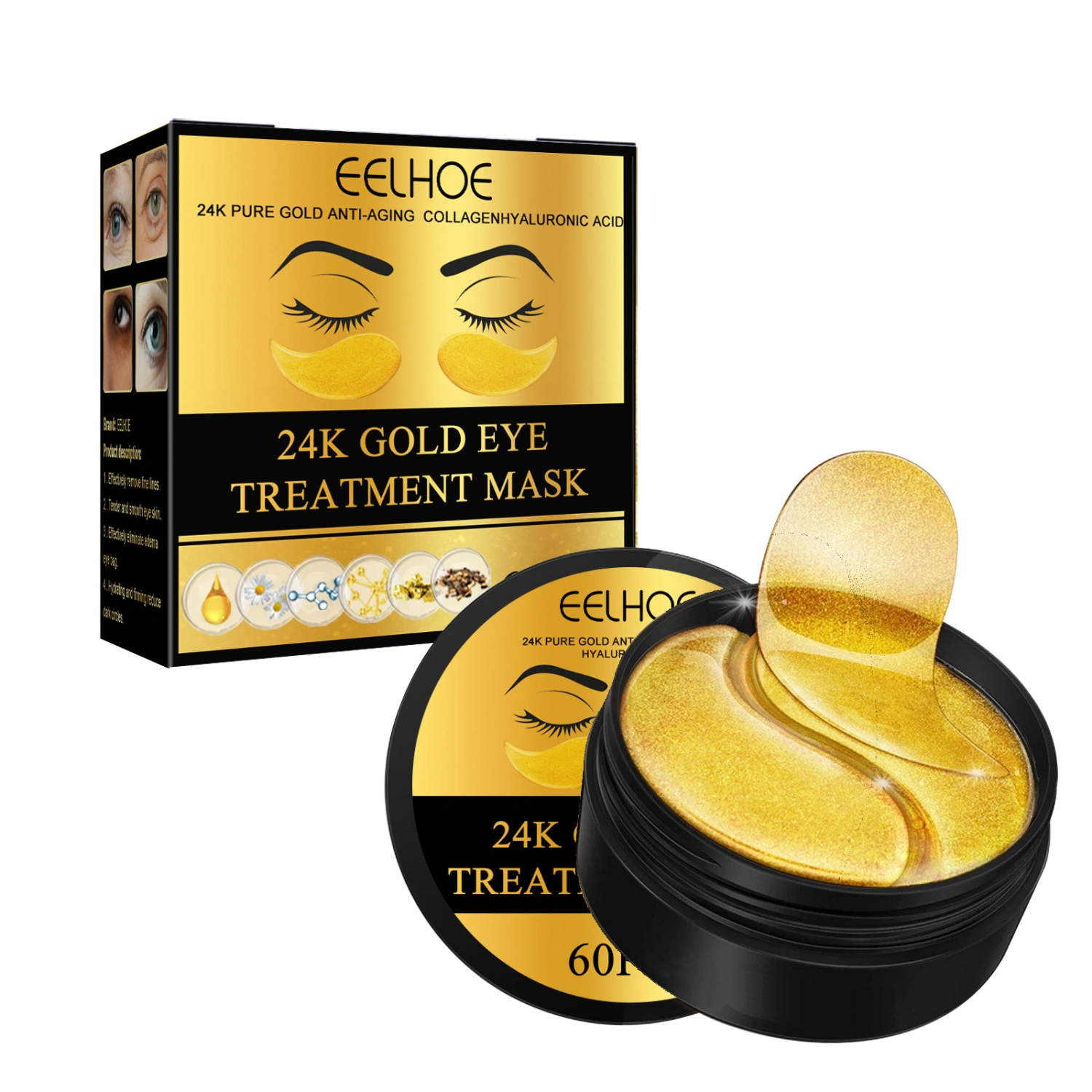 24k Gold Under Eye Patches Under Eye Facewear for Removing Dark Circles Puffiness Wrinkles Treatments Skin Care Products