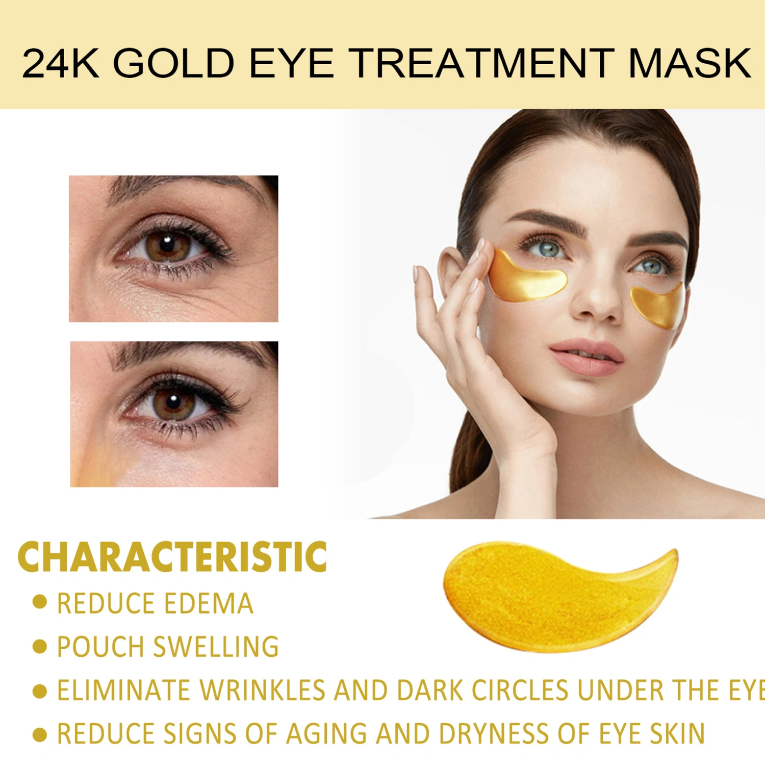 24k Gold Under Eye Patches Under Eye Facewear for Removing Dark Circles Puffiness Wrinkles Treatments Skin Care Products