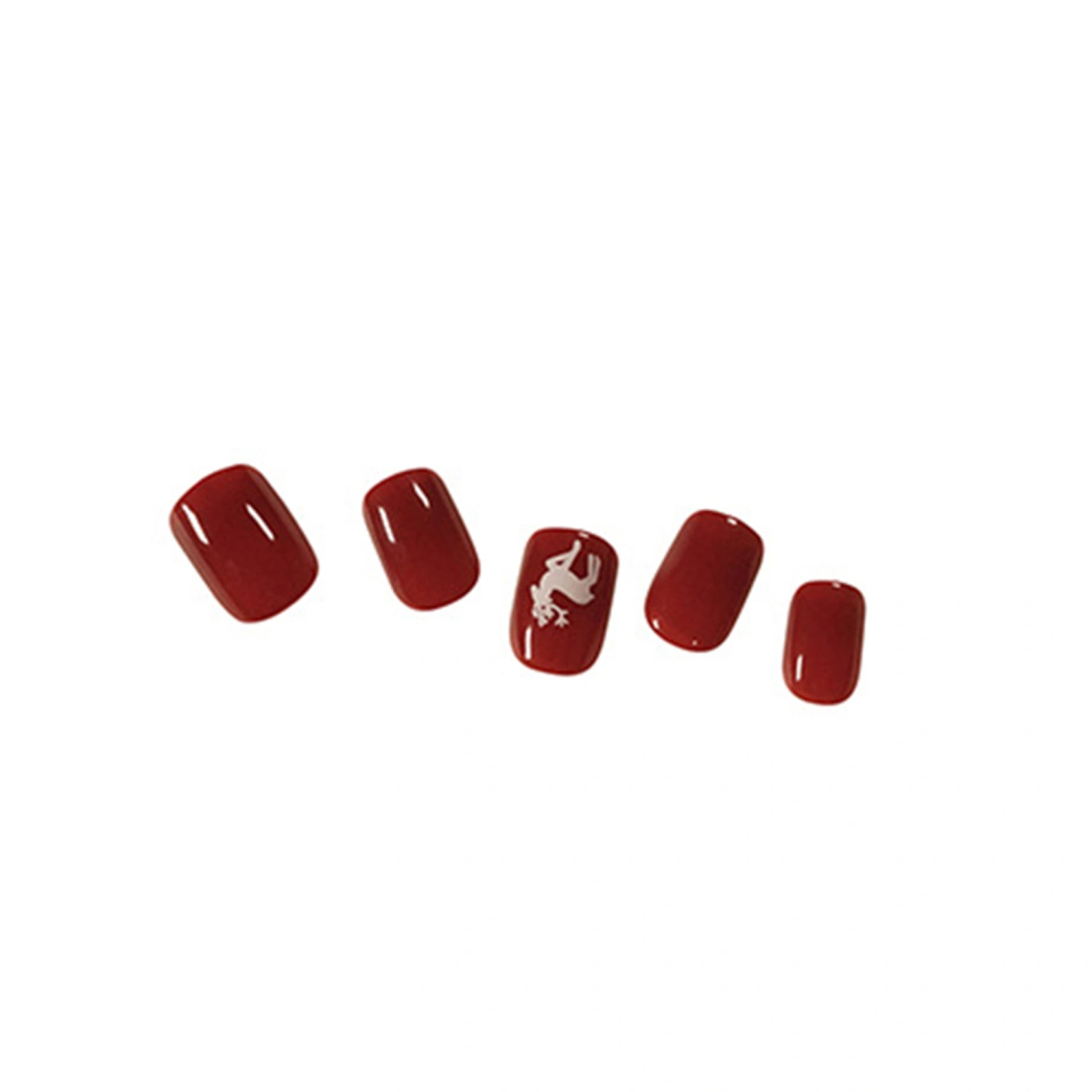 24PCS Christmas Pattern Fake Nails, French Tape Glue Medium Length Fake Nails, Reusable False Nails for Women