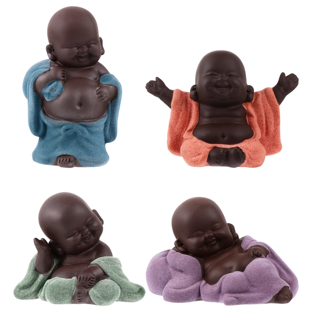 4Pcs Big-bellied Maitreya Buddha Tabletop Decoration for Tea Art Ornament