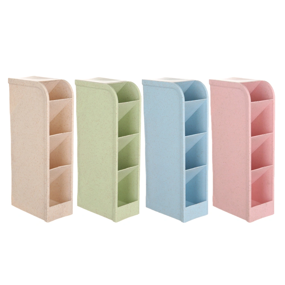 4pcs School Desk Pen Caddy Organizer Wheat Straw Erasers Equipment Storage Holder for Students Teachers(Random Color)