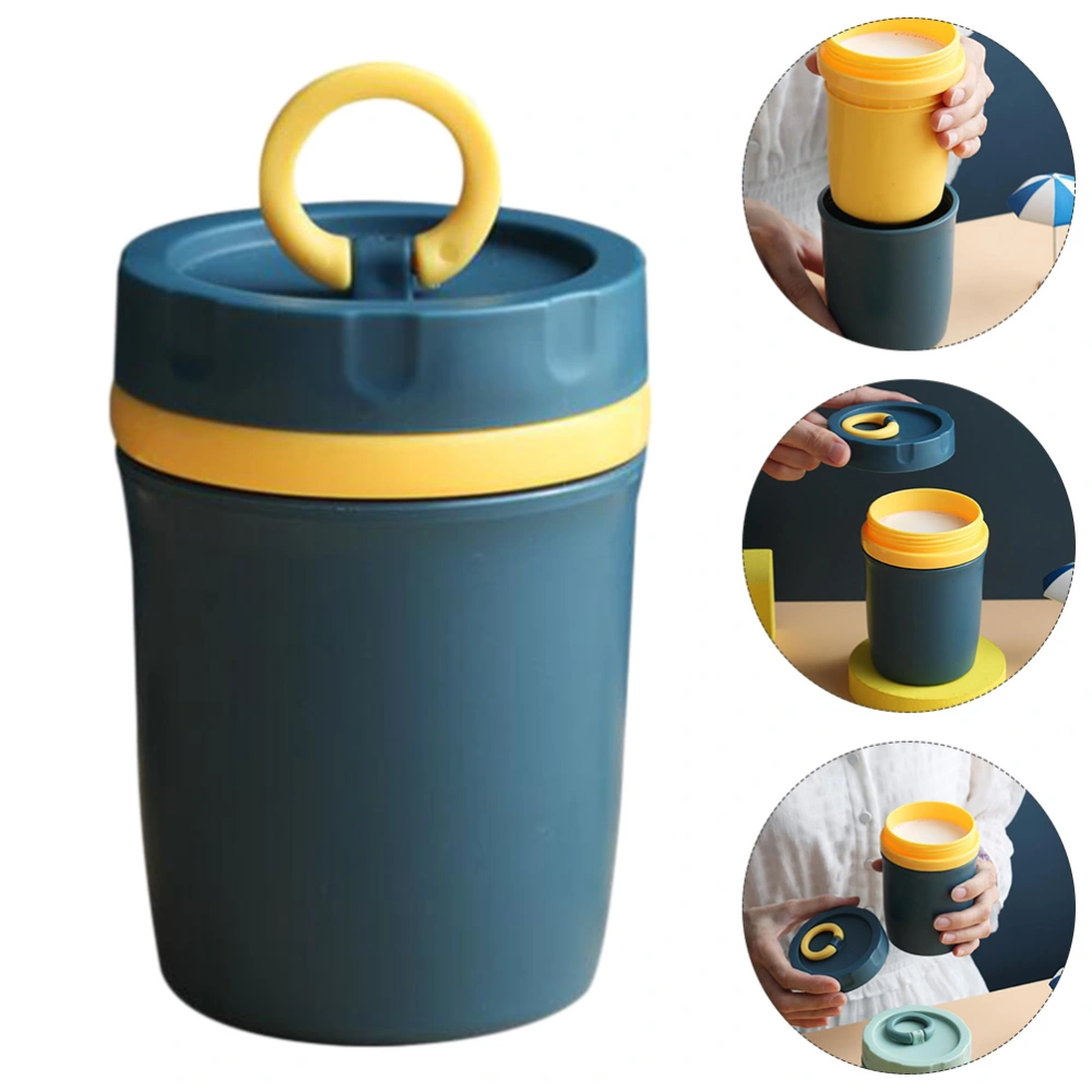 1 Pc Lovely Beverage Cup Practical Anti-leak Insulated Cup with Lid (Navy Blue)