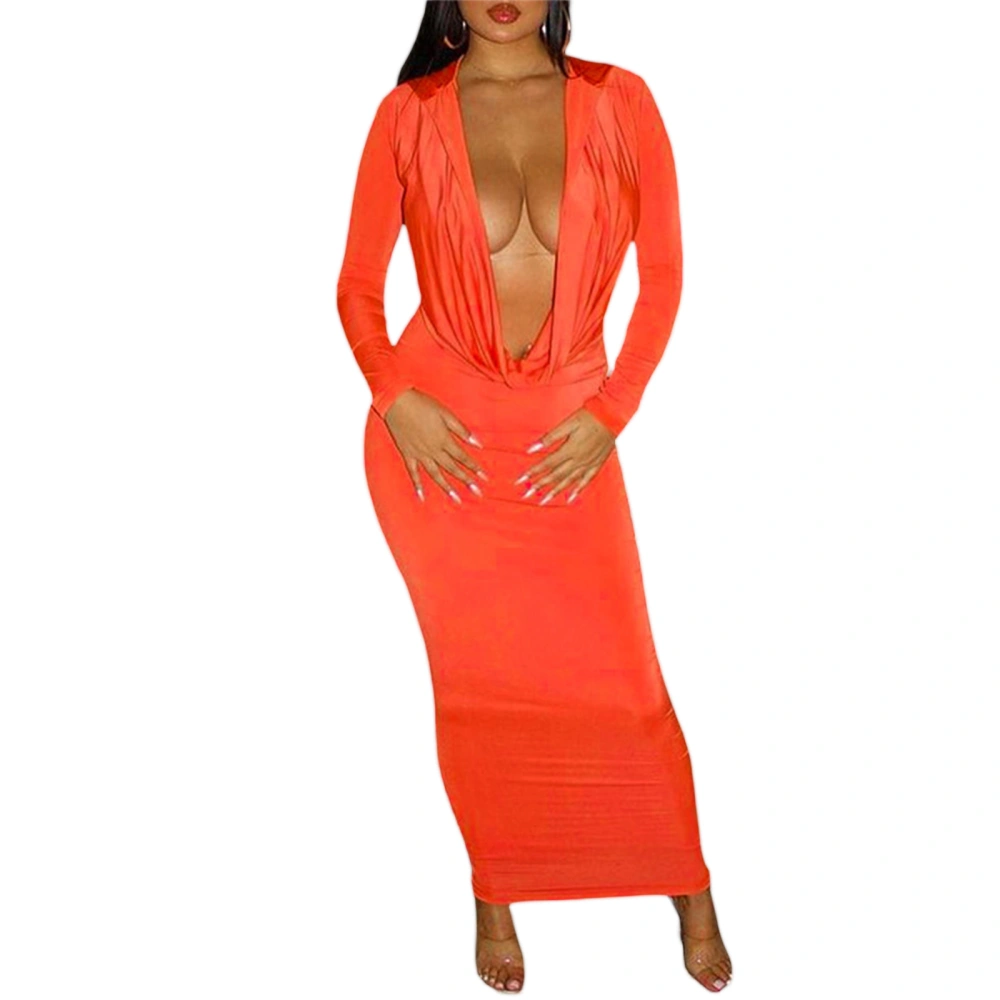 Women Hoodie Dress Solid Color Draped Front Casual Long Sleeve Bodycon Party Dress for Beach Cocktail Club Streetwear