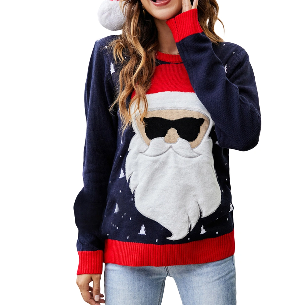 Women Christmas Sweater Long Sleeve Crew Neck Santa Claus Pullover Sweater Winter Sweater