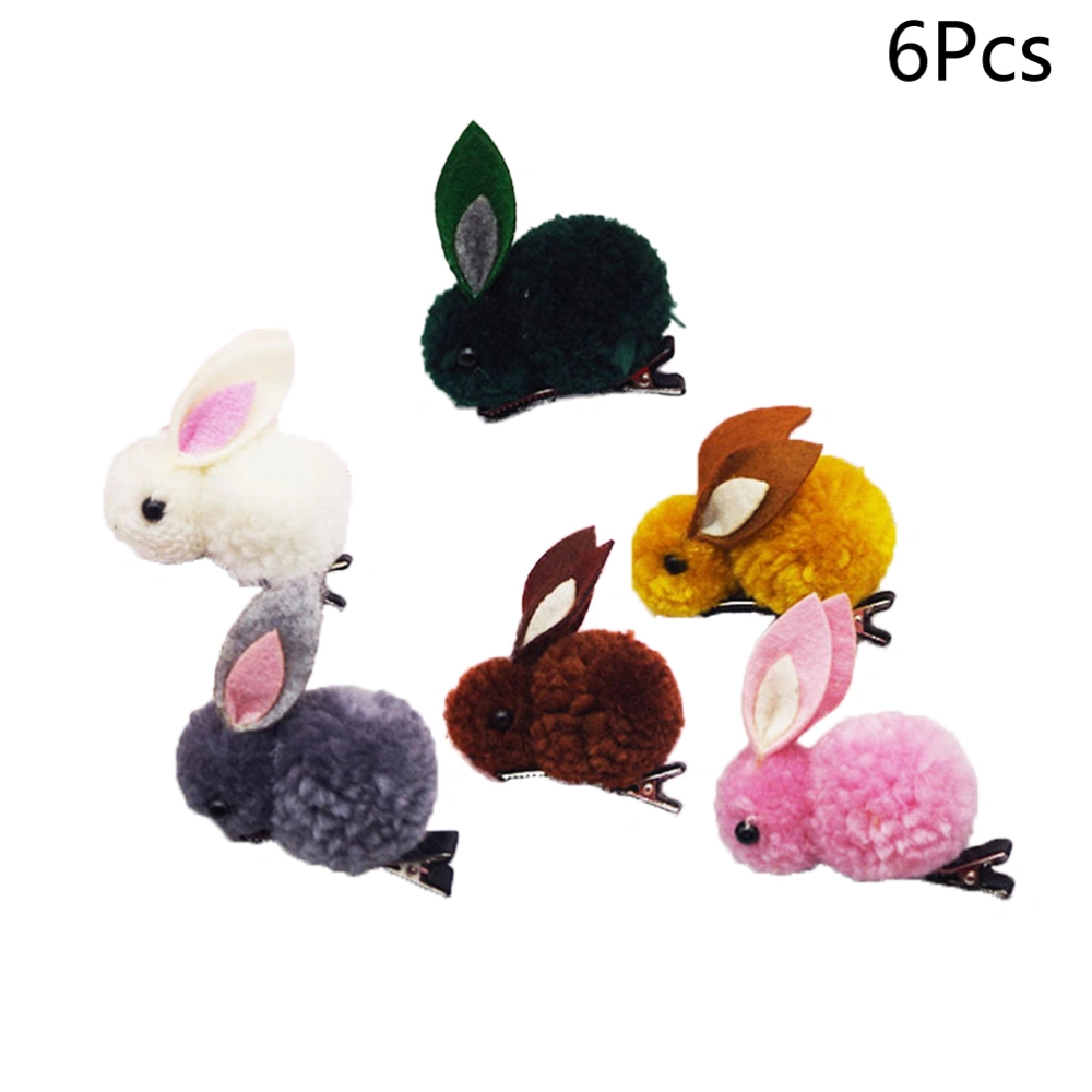 6PCS Plush Rabbit Hair Clips Bunny Hairpins Barrettes Hair Accessories for Kids Girls