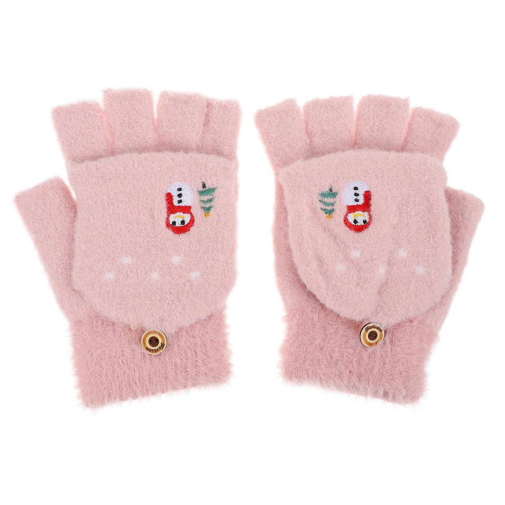 1 Pair Warm Gloves Cartoon Kids Gloves Flip-cover Winter Gloves Lovely Gloves