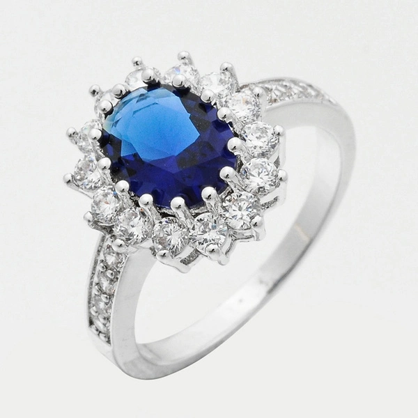 Pretty 14k White Gold Natural 3.26ct Sapphire Wedding Engagement Ring Size6-10