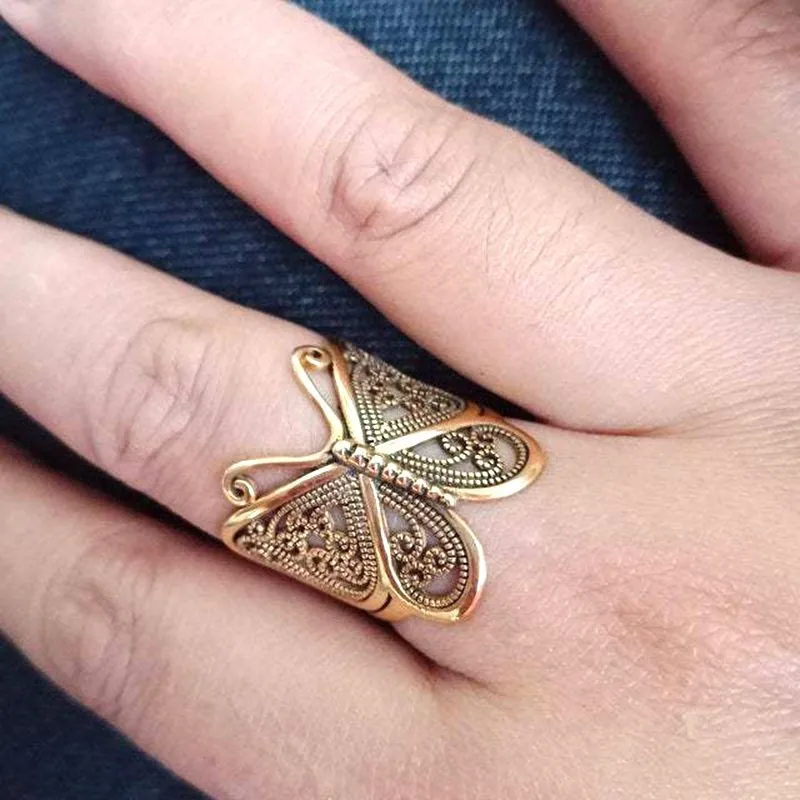 Butterfly Ring Solid 925 Pure Sterling Silver Filigree Butterfly Ring Statement Ring Butterfly Jewelry Split Shank Large Butterfly