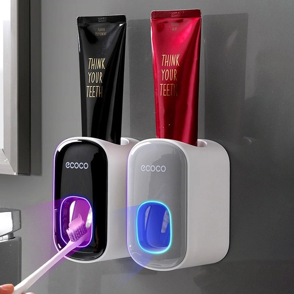 Automatic Toothpaste Dispenser Wall Mount Bathroom Bathroom Accessories Waterproof Toothpaste Squeezer Toothbrush Holder