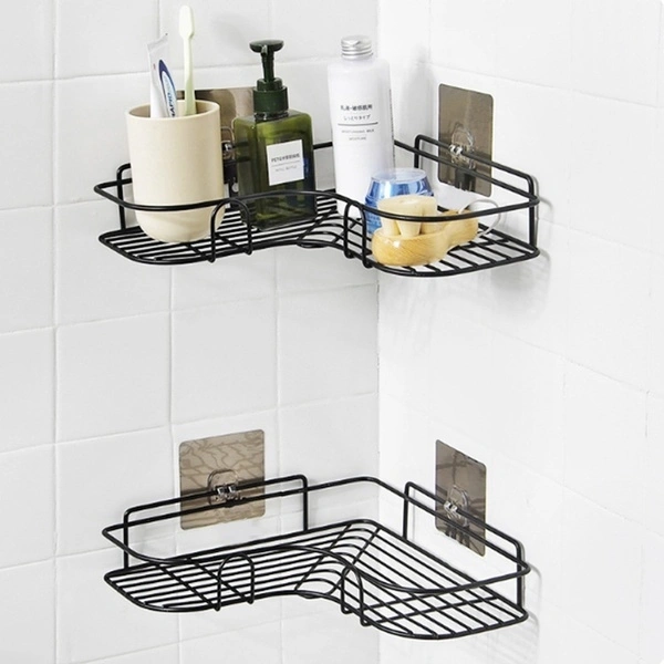 Punch-Free Iron Storage Corner Rack for Bathroom Bedroom Kitchen