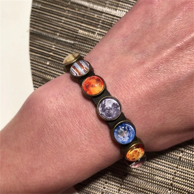 Leather Planet Bracelet Solar System Planet Jewelry Galaxy