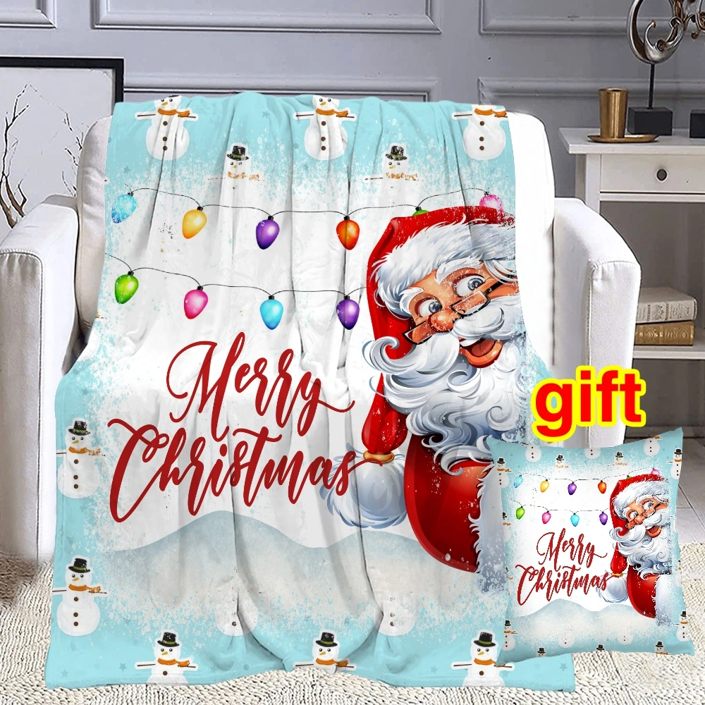 Happy Christmas Blanket Throw Blanket for Couch Gifts Fuzzy Cozy Soft Blankets - 32x48 inches