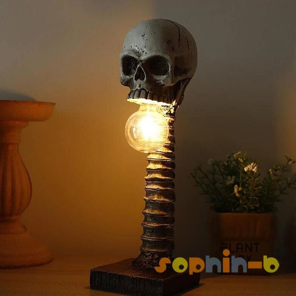 Halloween Skull Skeleton Lamp Horror 3D Statue Table Light Home Decoration Decor