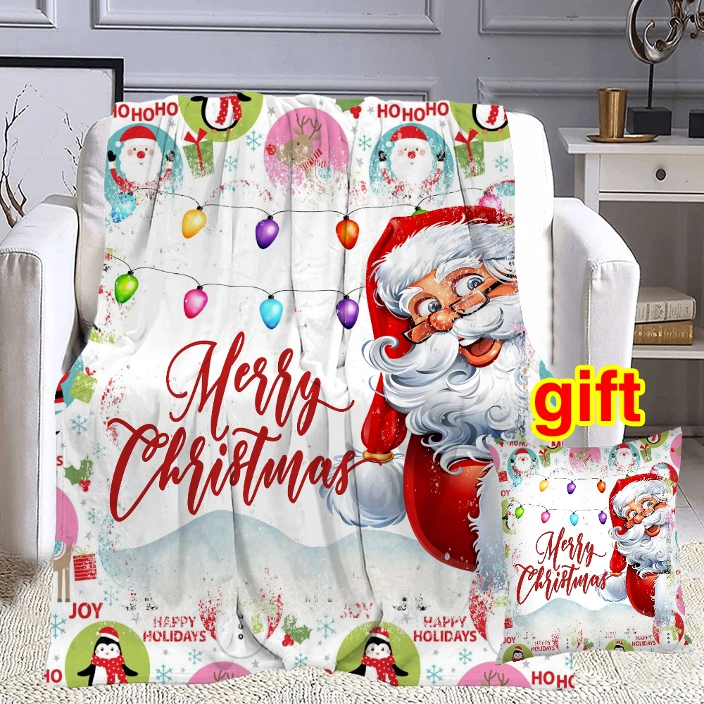 Happy Christmas Soft and Comfortable Blanket Thin Section Warm Year-Round Available Blanket 32x48 inches