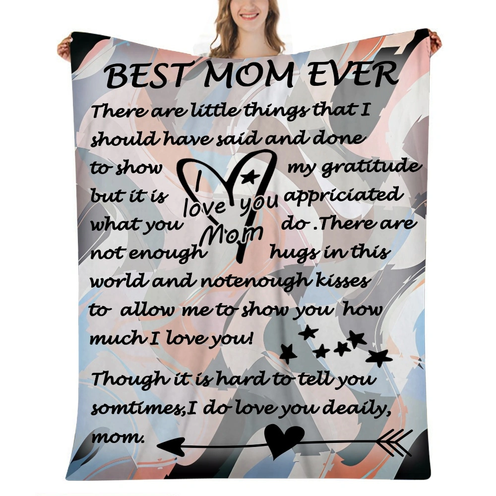 To My Mom Grateful Love Daughter Mother's Day Family Flannel Fleece Throw Blankets for Sofa Decorative Shawls,Super Cozy Lightweight Gift Idea,32x48''(#211,32x48'')A