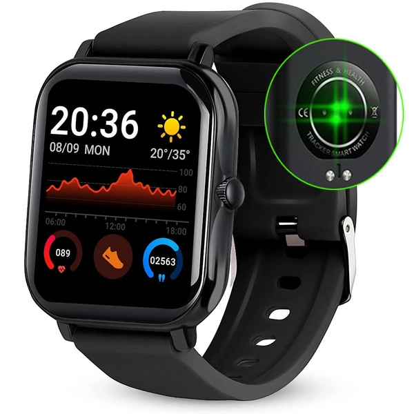 1.44" Touch Control Screen User-defined UI Smart Watch with Heart Rate Blood Pressure Blood Oxygen Monitor Fitness Tracker, IPX4 Waterproof Sport Smart Bracelet with Pedometer Step Calories Counter Activitry Tracker, Bluetooth Smartband with Call SMS Sedentary Reminder