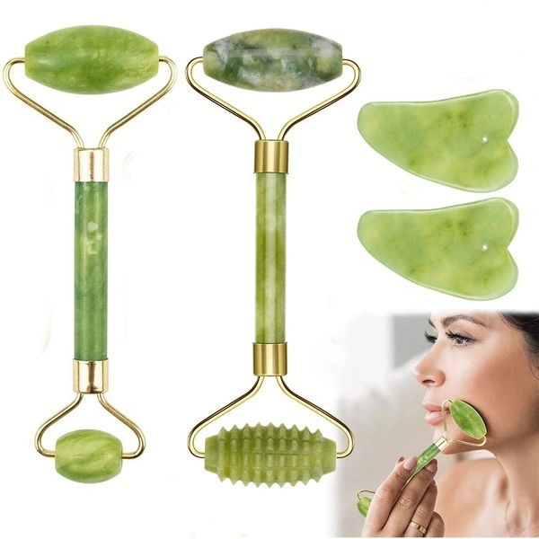 FASHION Facial Jade Roller Eyes Massage Kits Skin Roller Face Gua Sha Tool for Face Eye Neck Body Massage