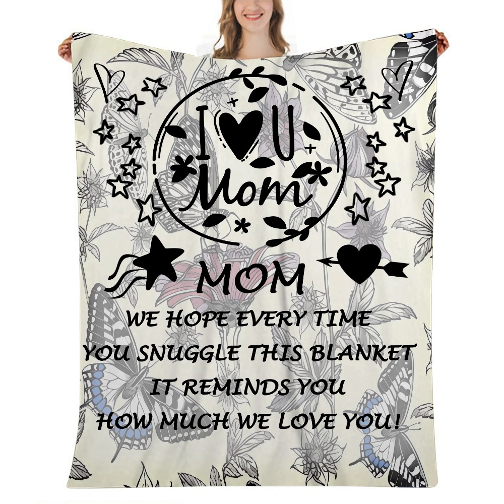 Mothers Day Gift Letter Blanket- Cotton Bed Blanket,Breathable Bed Blanket,Cotton Thermal Blankets - 32x48 inches,Perfect for Layering Any Bed for All Season(#624,32x48'')A