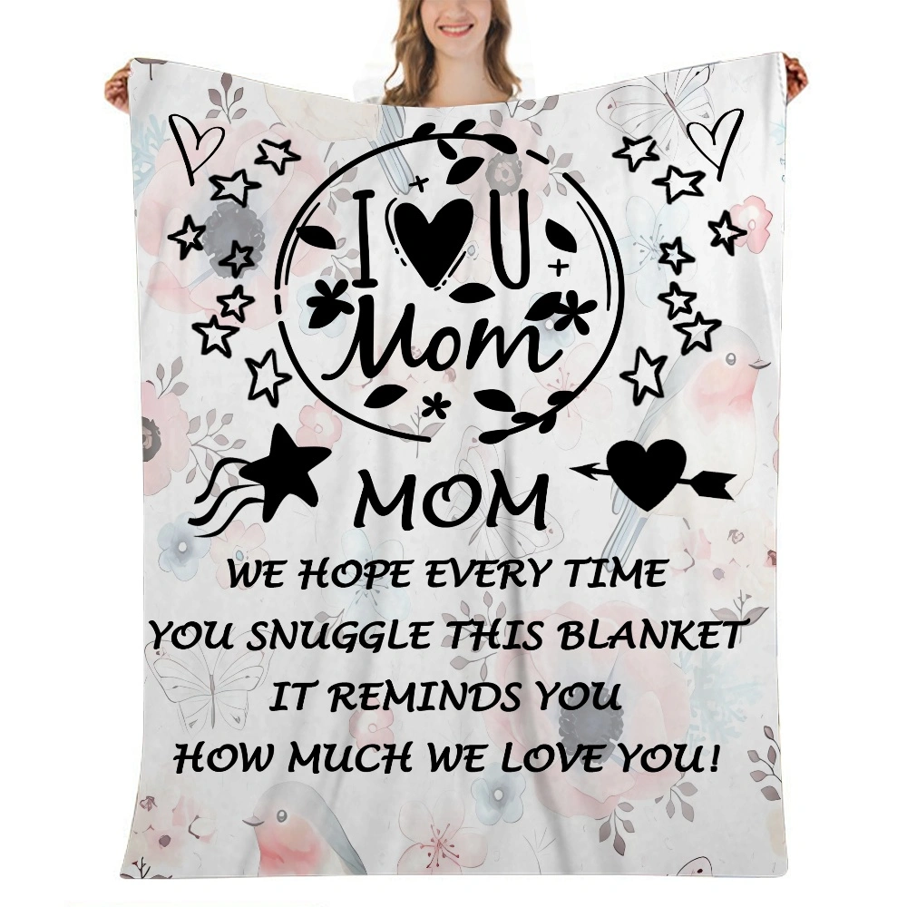 Mothers Day Gift Letter Blanket- Fleece Blanket,Throw Blanket for Couch - Soft Lightweight Cool Blanket for Sofa,Bed,Camping,Travel,32x48 inches Dark Gray(#627,32x48'')A