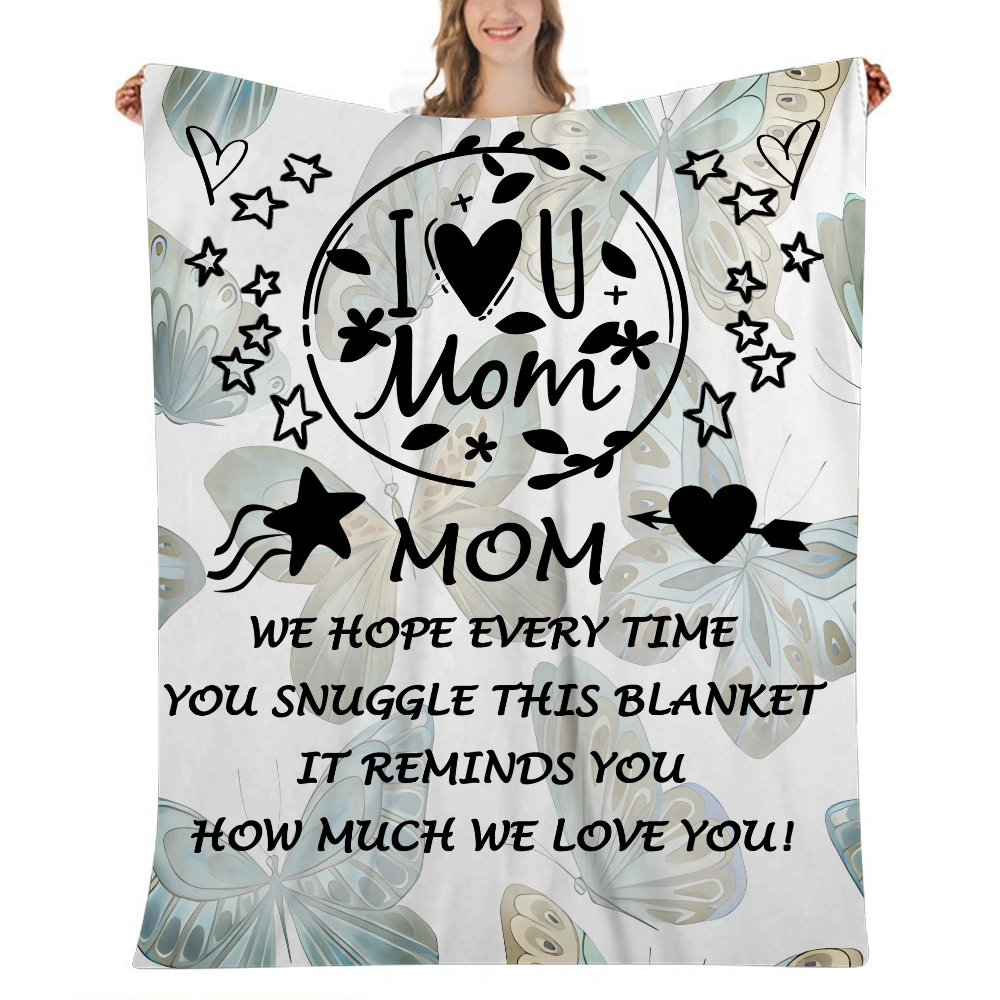 Mothers Day Gift Letter Blanket- Throw Blanket,Fall Winter Throw Blankets with Soft Fuzzy Fleece,Rustic Warm Blanket for Couch,Sofa,Bed,Sage Green,32x48 inches(#639,32x48'')A